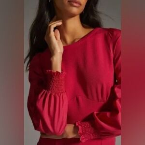 By Anthropologie structured long sleeve top in raspberry xs